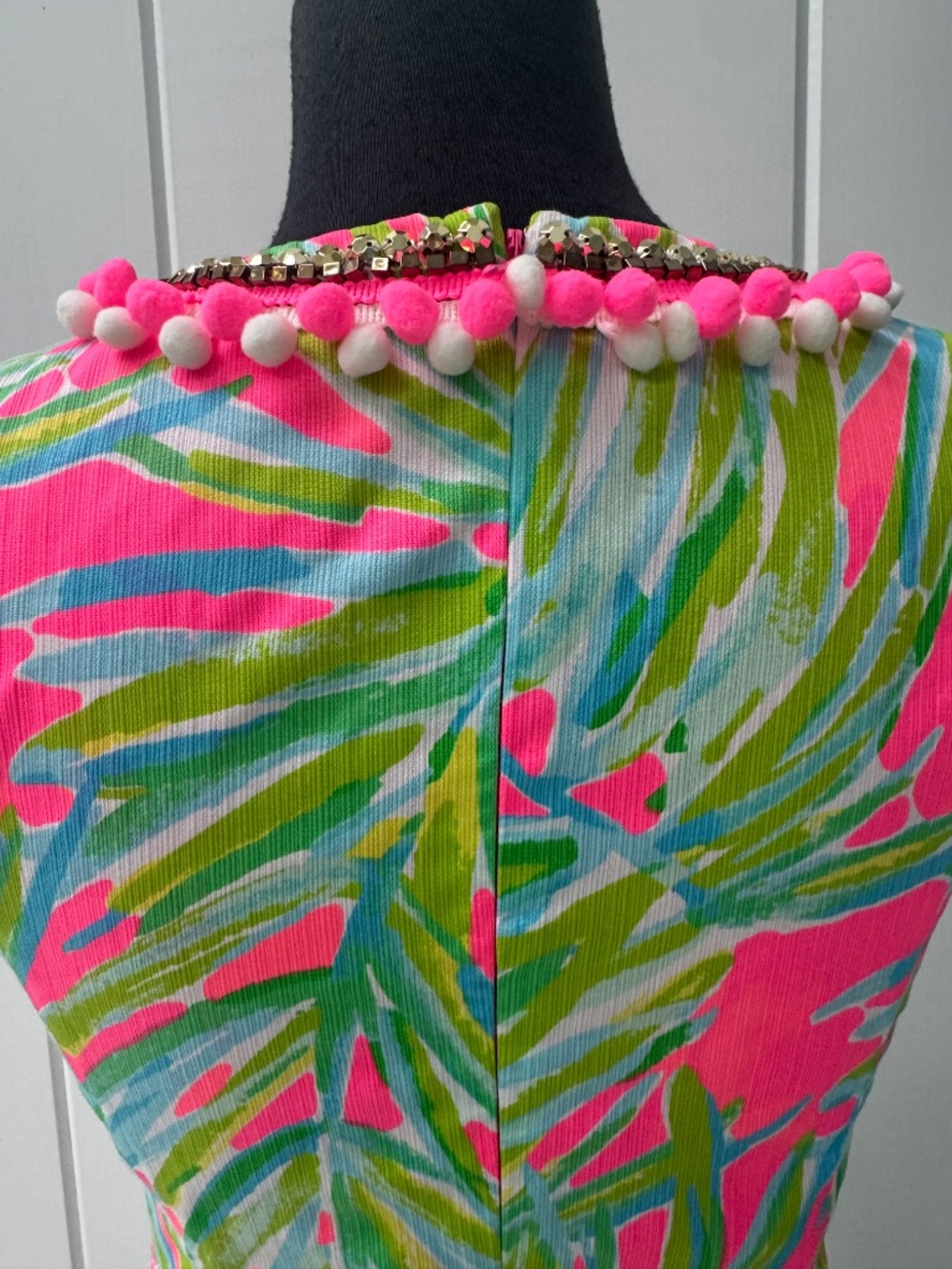 LILLY PULITZER MILA SHIFT DRESS TIKI PINK ROYAL PALM POM POM SIZE 00 - Picture 5 of 9